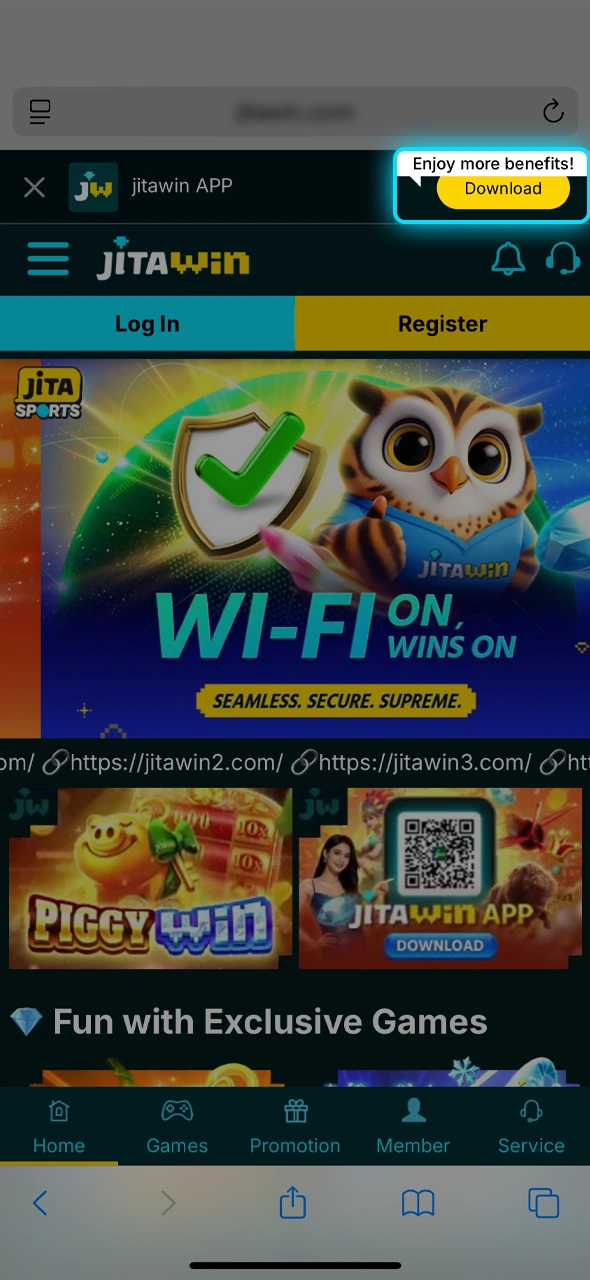 Simple steps to access the JitaWin app on iPhone.