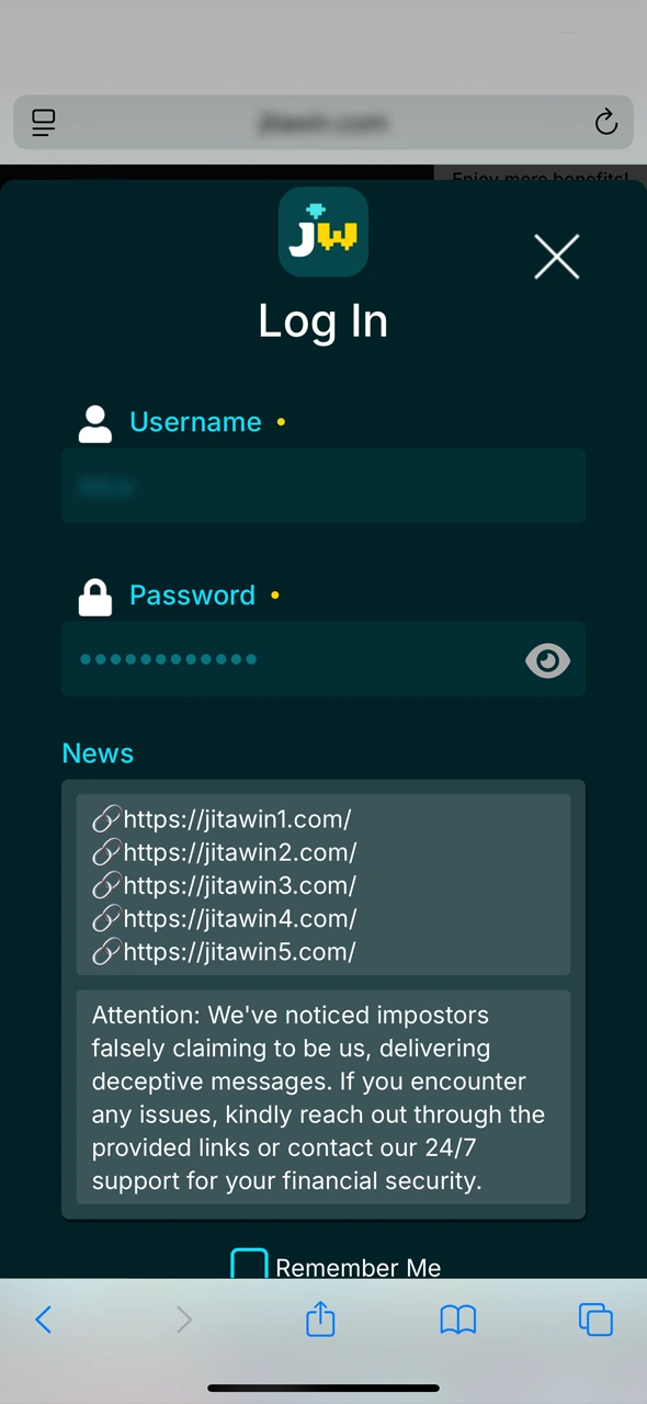 Read how to log in or sign up to JitaWin on iOS.