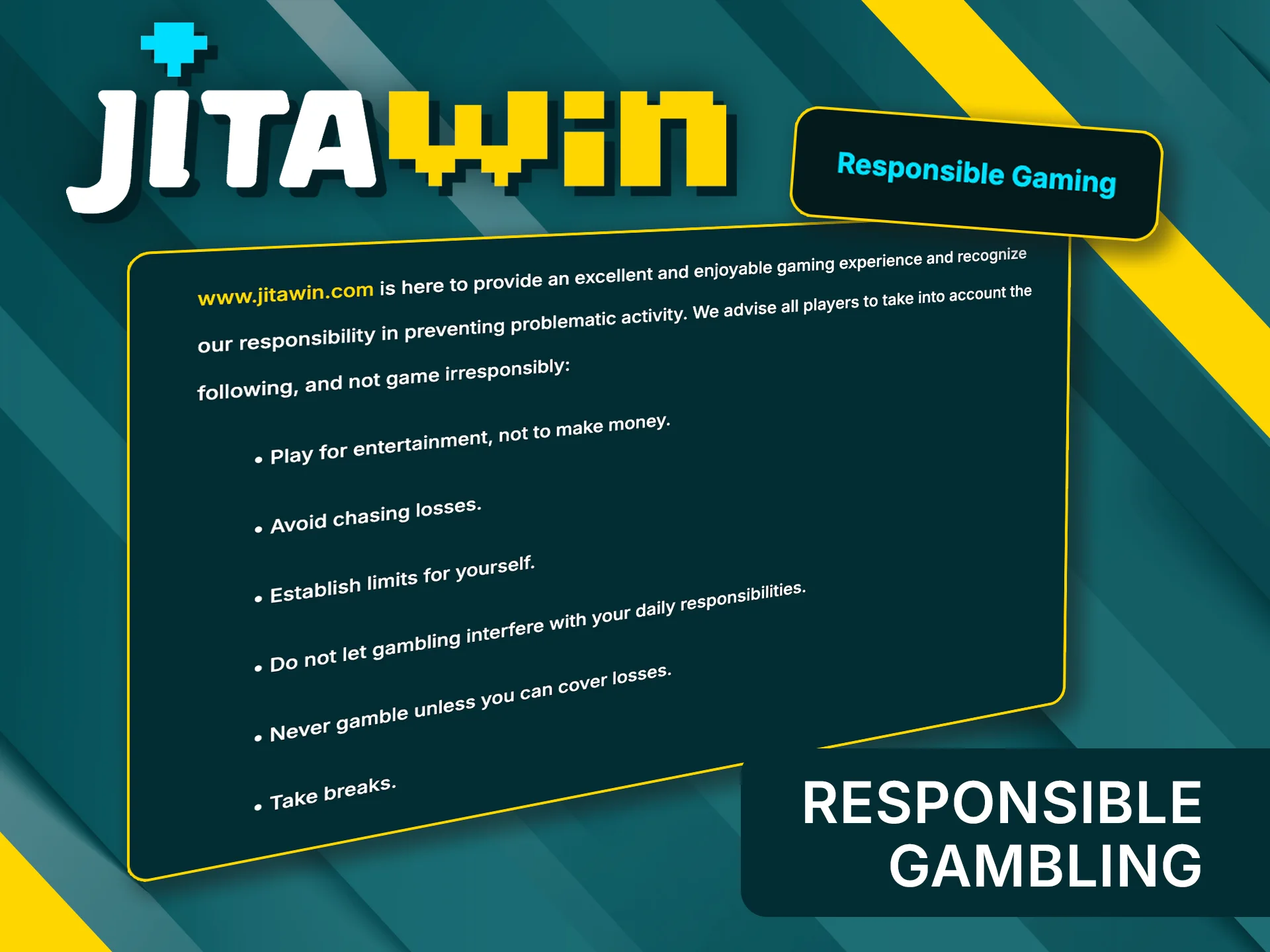 Practice responsible gambling with JitaWin support.