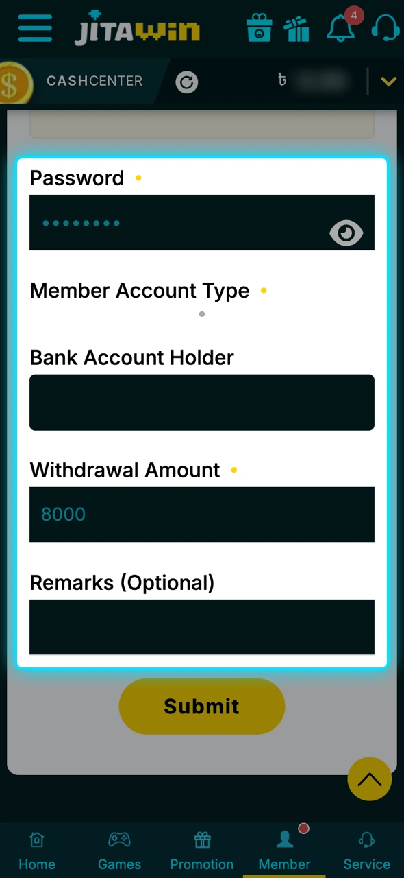 Discover how to fill out withdrawal info correctly on JitaWin.